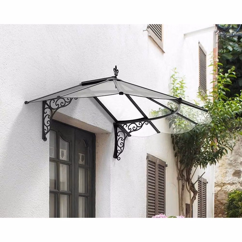 Palram Iris Door Awning Canopy in Black and Clear – 2