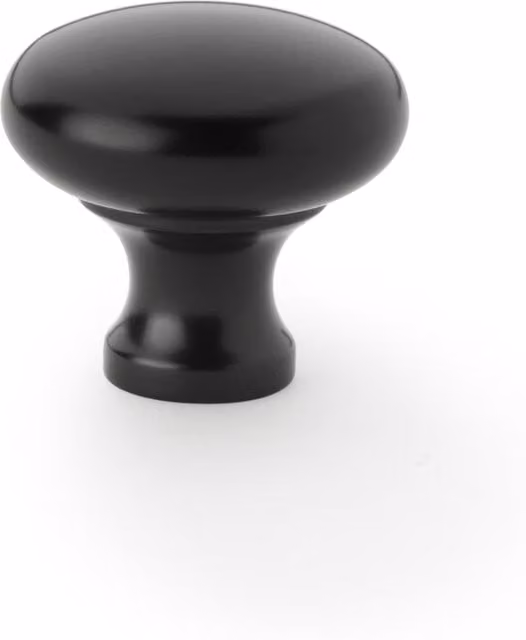 Handle & Home Round Curved Kitchen Cabinet Knobs in Matt Black, 32mm
