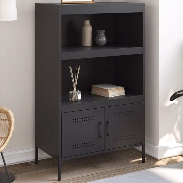 Berkfield Home Industrial Black Steel Highboard W/D/H: 68 x 39 x 113 cm