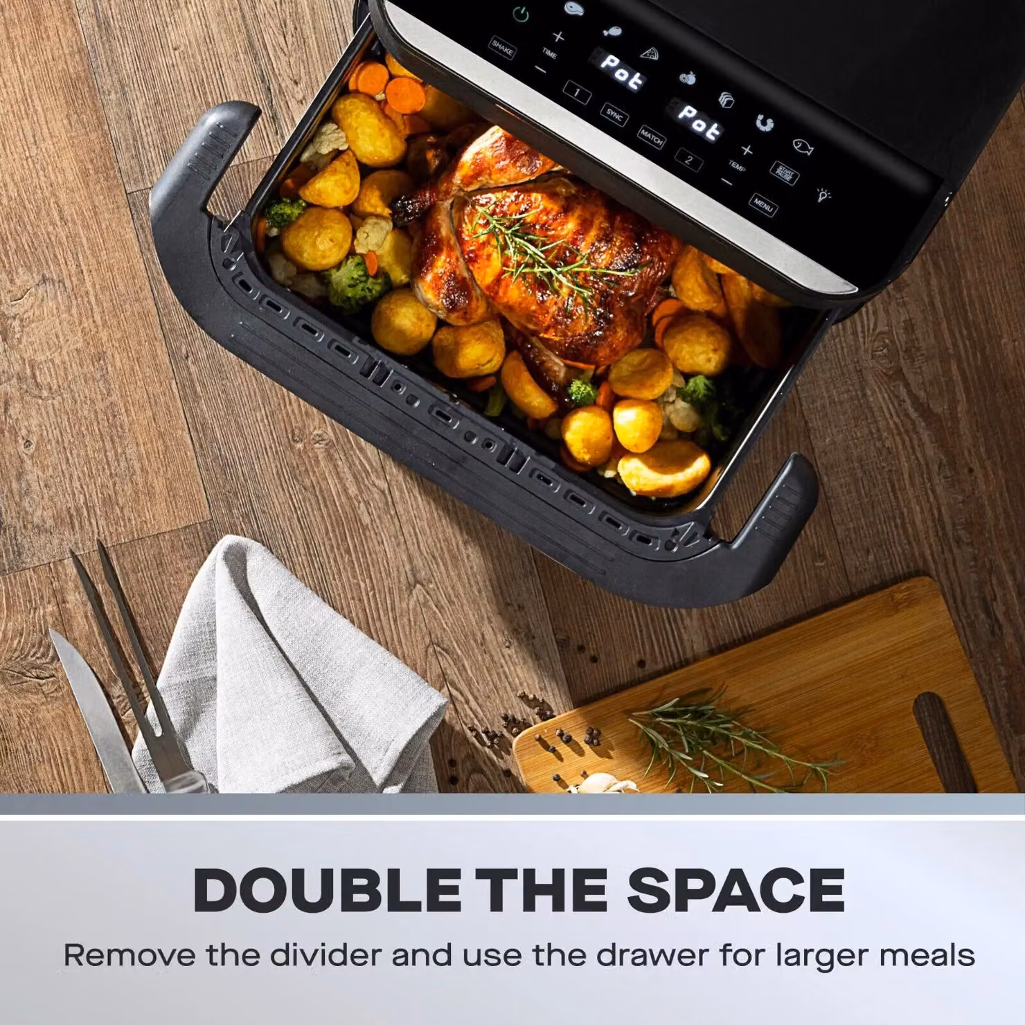 Daewoo 10L Megadrawer Dual Zone Air Fryer with Digital Display, Black – 3