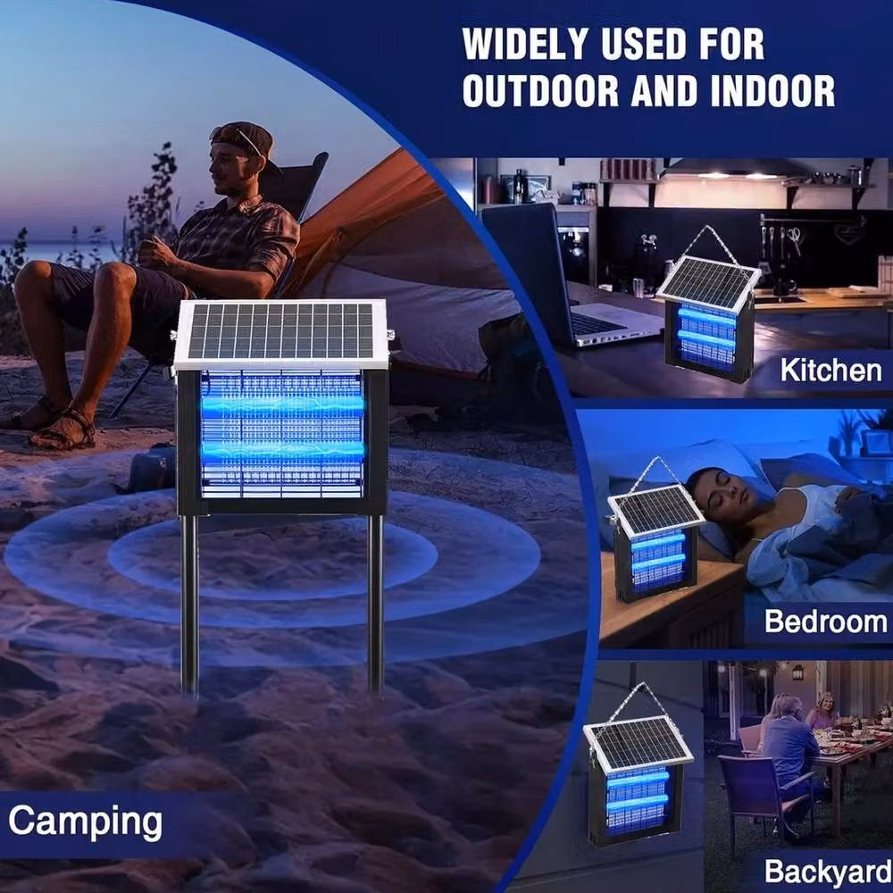 FLAVORA Portable Solar Bug Zapper for Outdoor Mosquito Control, Black, W: 100 cm, D: 100 cm, H: 51.7 cm – 4