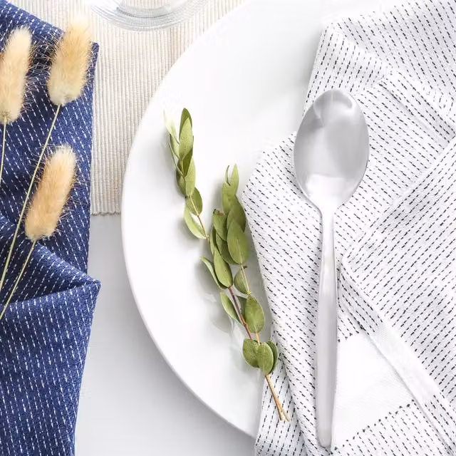 Argon Tableware Polished Stainless Steel Dessert Spoons, Silver, Set of 6