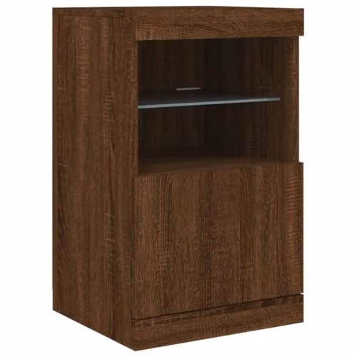 vidaXL Modern Sideboard with Integrated LED Lights, Brown, W/D/H: 41 x 37 x 67 cm – 1