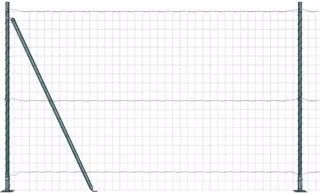 Berkfield Home Euro Fence with 7 Flanged Posts, Galvanised Steel, Green, W: 10 m, H: 1.6 m
