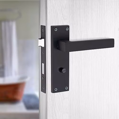 Golden Grace Victorian Straight Bathroom Door Handles in Matt Black – 3