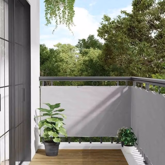 Berkfield Home Grey PVC Balcony Privacy Screen W: 500 cm, H: 120 cm