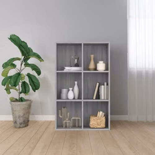 vidaXL Grey Sonoma Book Cabinet and Sideboard in Engineered Wood, W: 66 cm, D: 30 cm, H: 98 cm – 2
