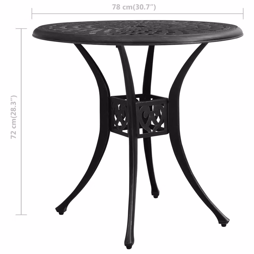 Berkfield Home Cast Aluminium Garden Table in Black, W/D/H: 78 x 78 x 72 cm – 4