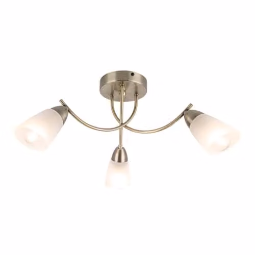 Cosylyte Hallie Classic Glass Bathroom Ceiling Light, Antique Brass, W/D/H: 50 x 50 x 21 cm