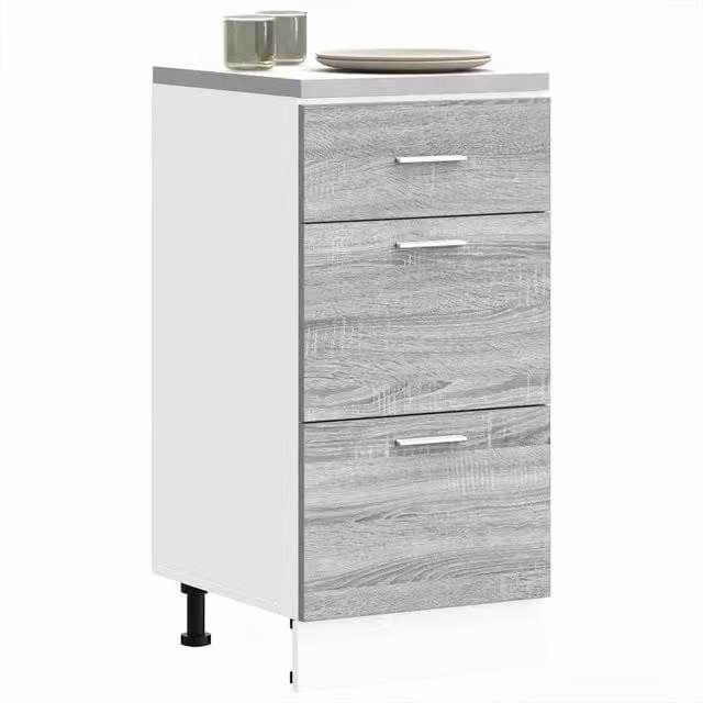 Berkfield Home Sonoma Modern Grey Kitchen Base Unit, W/D/H: 40 x 46 x 81.5 cm