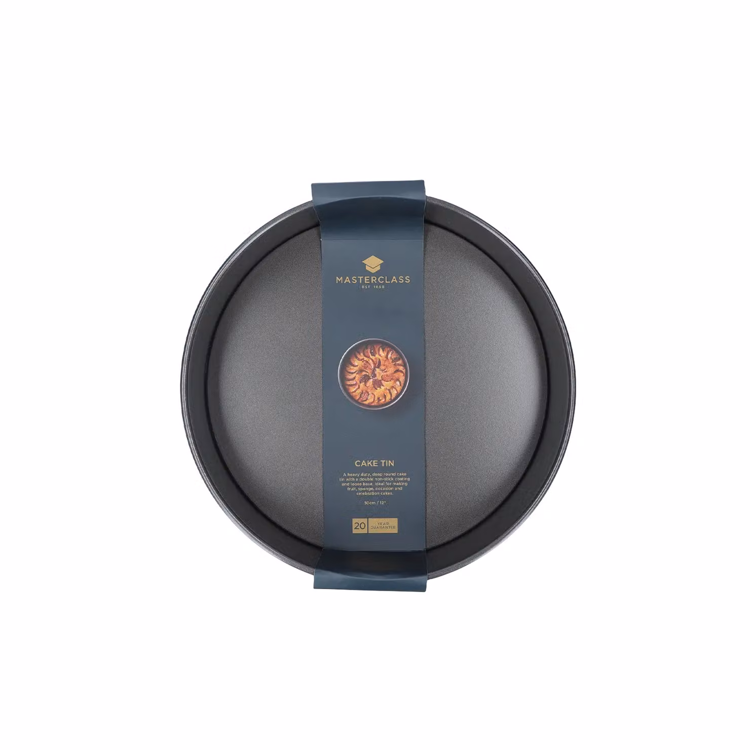 MasterClass Non-Stick Loose Base Round Carbon Steel Deep Cake Tin, Diameter: 30 cm, Dark Grey – 4