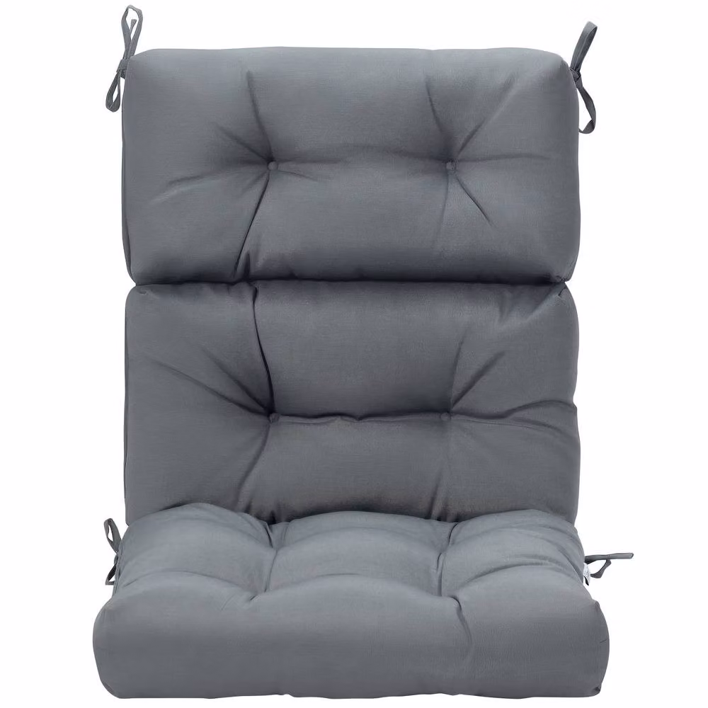 Gymax High Back Patio Chair Seat Pads with Non-slip Rope Belts in Grey – 3
