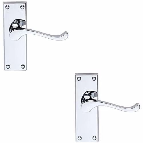 Loops Victorian Scroll Handle on Latch Backplate, 2 Pairs, Polished Chrome, W: 120 mm, H: 41 mm