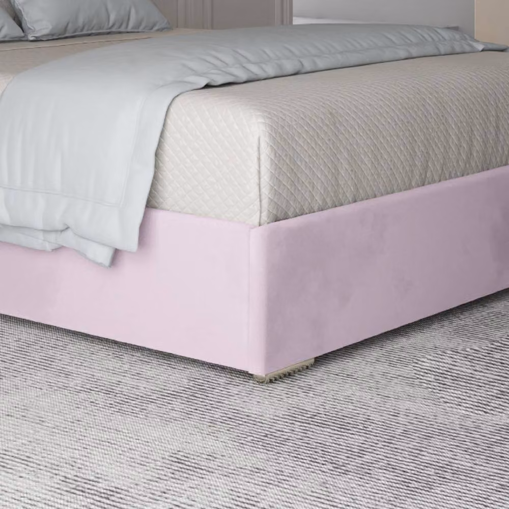 KDMD Eskdale Single Upholstered Velvet Bed Frame in Pink with Metal Details, W/D/H: 90 x 190 x 127 cm – 3