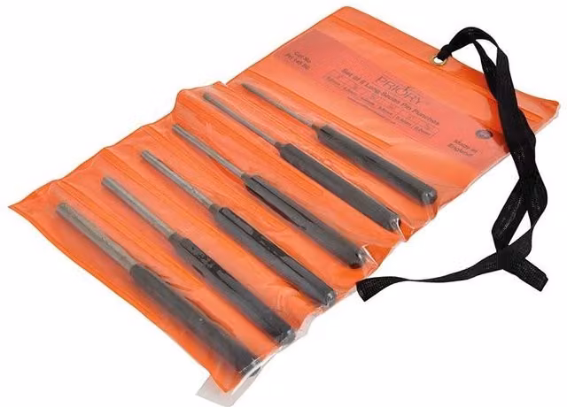 Priory 145 Series Long Series Pin Punches in Silver and Multicolour