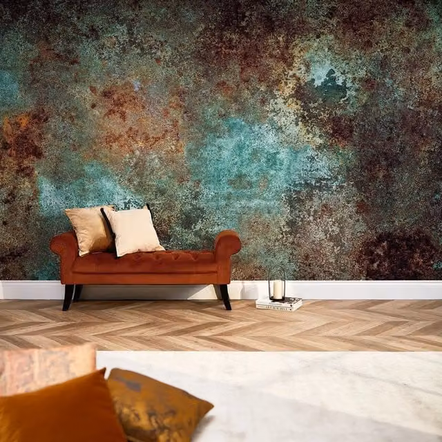 I Love Wallpaper Moritz Full Wall Mural in Teal and Petrol, Width: 240 cm