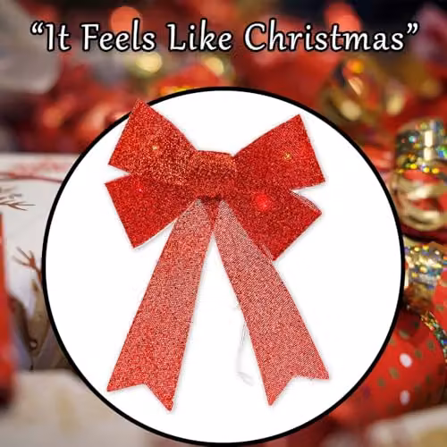 VFM e-Store Light Up Tinsel Bow Christmas Decoration, Red, W/D/H: 29 x 43 x 10 cm – 7