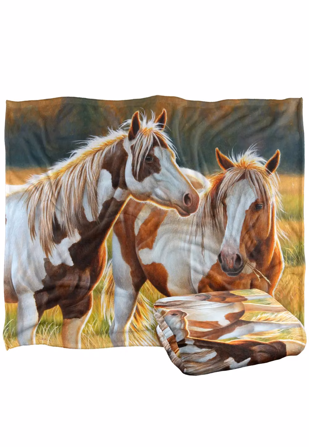 JQ Licensing Painted Horses Silky Touch Super Soft Fleece Throw Blanket, White, W/D/H: 152 x 127 cm – 1