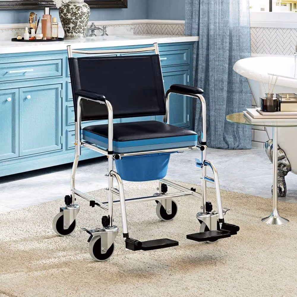 FORGEVIO Rolling Shower Chair with Wheels in Black – 2