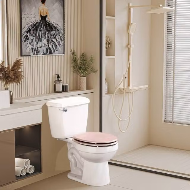 Spot On Dealz Rose Gold Glitter Coating MDF Oval Toilet Seat, W: 45.72 cm, D: 43.0 cm, H: 3.35 cm