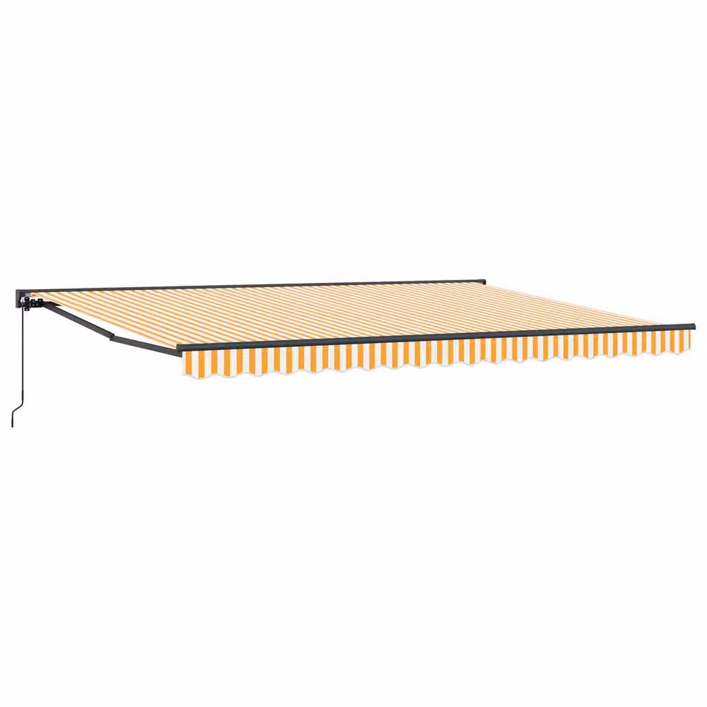 Berkfield Home Manual Retractable Folding Arm Awning in Orange and White, W: 450 cm, D: 300 cm – 3