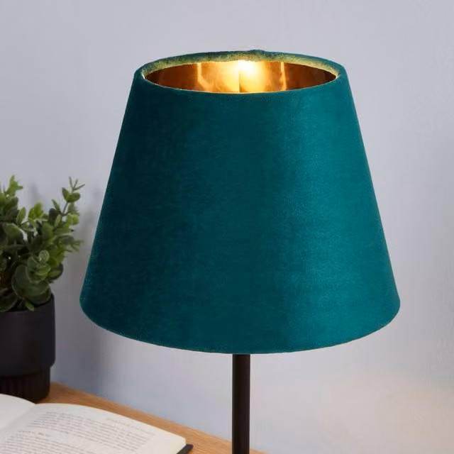 Lighting Collection Emerald Green Velvet Drum Lamp Shade, Diameter: 20 cm