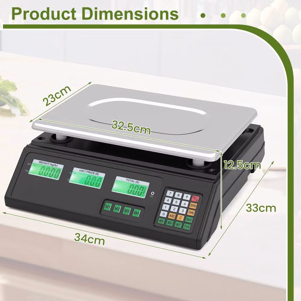 Costway Digital Commercial Food Scale with Price Computing, 40kg Capacity, Black – 2