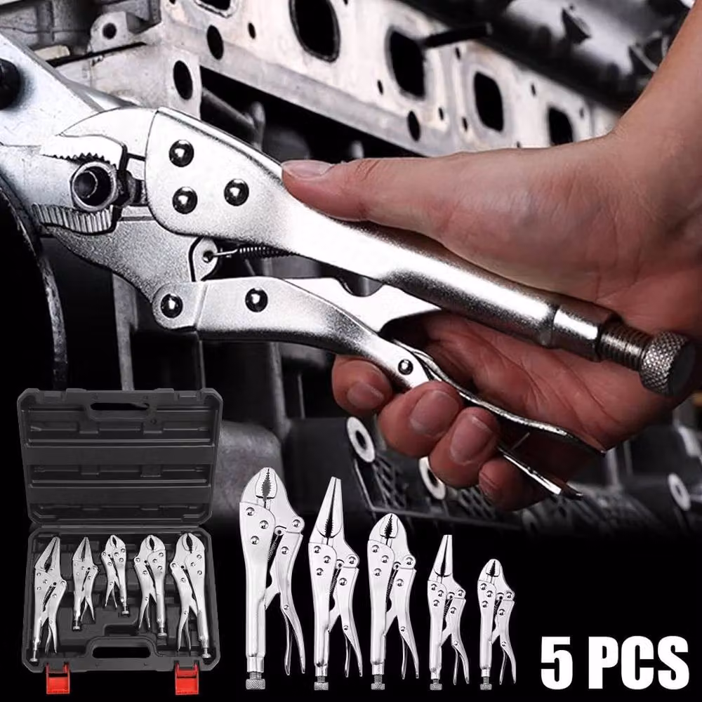 FLAVORA 5-Piece Heavy Duty Locking Plier Mole Grip Tool Set in Silver – 3