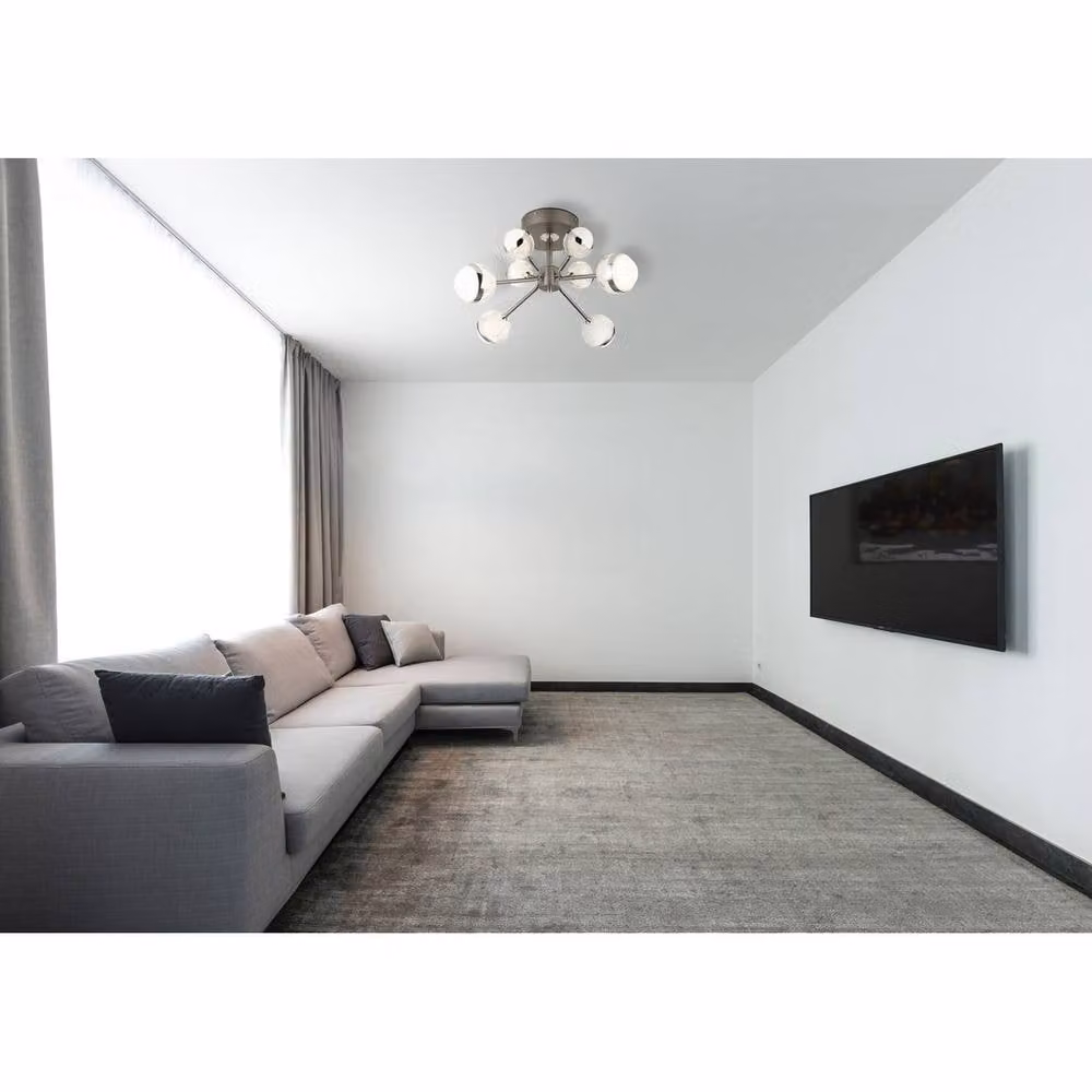 Netlighting Untsy Multi Arm Semi Flush Ceiling Light in Grey with 8x LED, Dimmable and Remote Control – 2