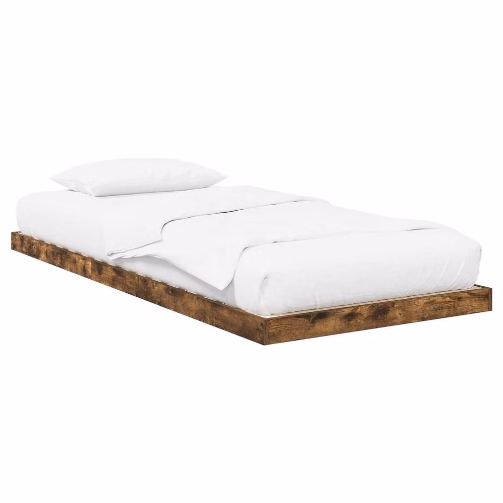 Berkfield Home Smoked Oak Floor Bed Frame in Brown, W/D/H: 75 x 190 cm – 2