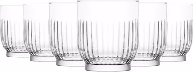 LAV Tokyo Geometric Whiskey Tumbler Glasses, Transparent, 330ml, Pack of 6 – 1