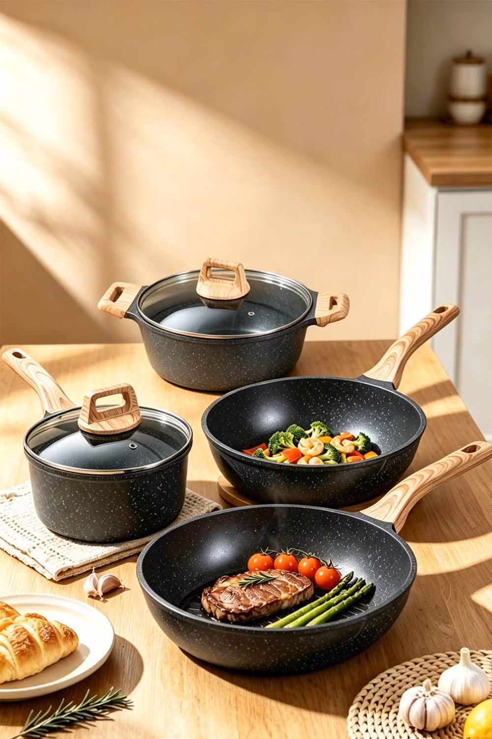 ExtraStar 7-Piece Nonstick Cookware Set in Black – 3