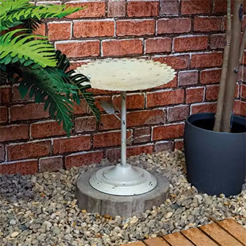 St Helens Home & Garden White Metal Ornamental Pedestal Bird Bath – 3
