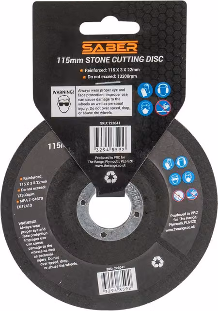 Saber Black Stone Cutting Disc, Diameter: 115 mm, Thickness: 3 mm
