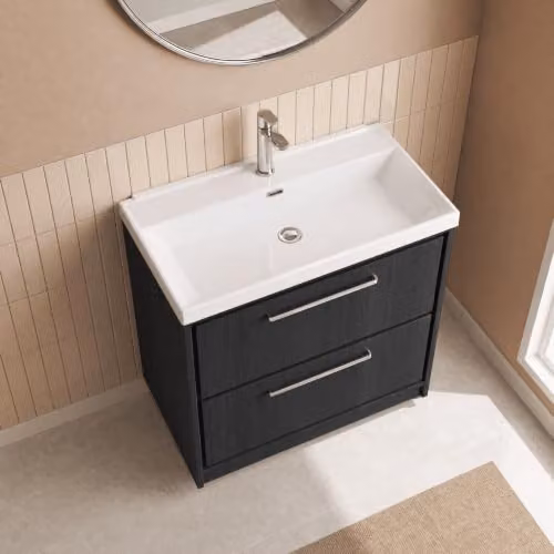 Balterley Floor Standing Bathroom Vanity Unit with Basin and 2 Soft Close Drawers, Graphite Grey, W/D/H: 81.0 x 46.0 x 85.0 cm – 4
