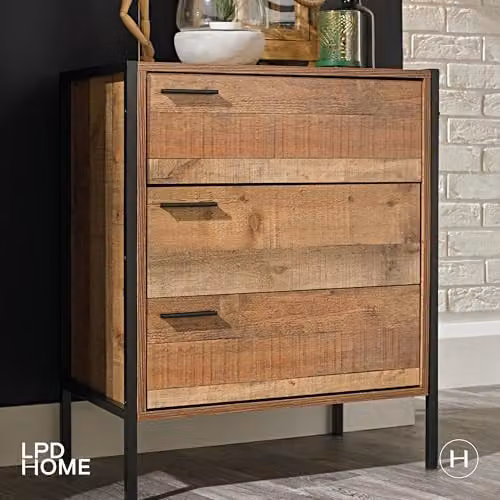 Lemon Pavilion Furniture Hoxton 3 Drawer Chest in Brown and Black, W: 63.8 cm, D: 40 cm, H: 80 cm – 4