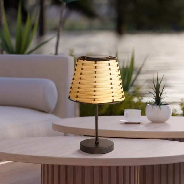 Lighting Collection Boheme Glow Solar LED Outdoor Table Lamp in Brown – 1