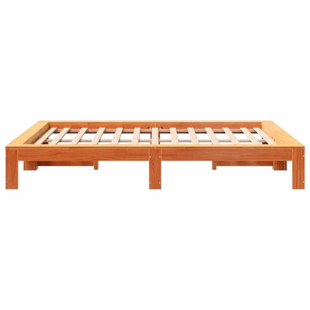 Berkfield Home Wax Brown Solid Pine Wood Bed Frame W: 140 cm, D: 200 cm – 3