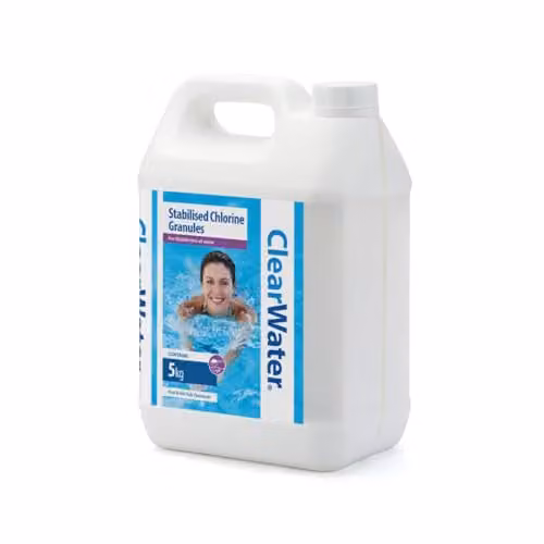 Clearwater Fast Dissolving Chlorine Granules for Hot Tubs and Pools, 5kg