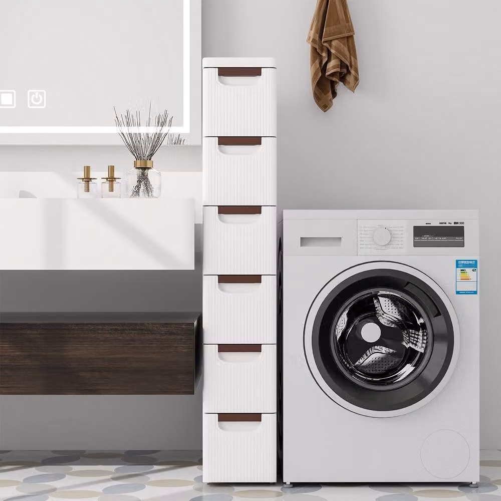 Costway 6 Drawer Tall Storage Cabinet with Castors in White – 3