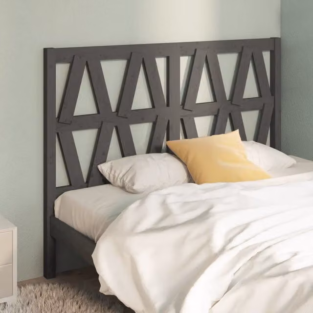 Berkfield Home Grey Rustic Solid Pine Wood Bed Headboard W/D/H: 126 x 4 x 100 cm