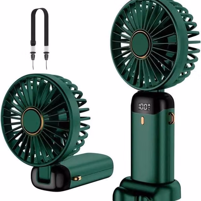 Dyzi Rechargeable Mini Handheld Plastic Fan in Green