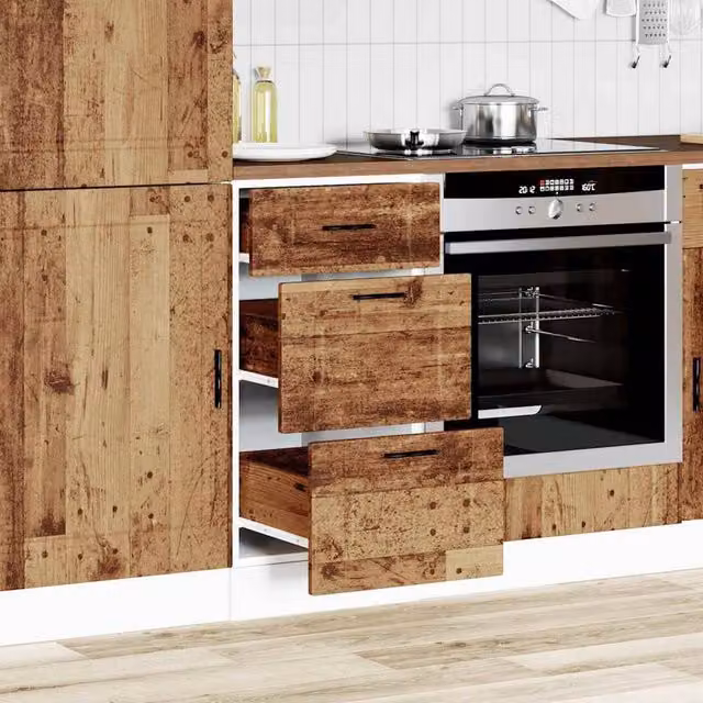Berkfield Home Porto Old Wood Kitchen Base Cabinet in Brown, W/D/H: 81.5 x 40 x 46 cm – 1