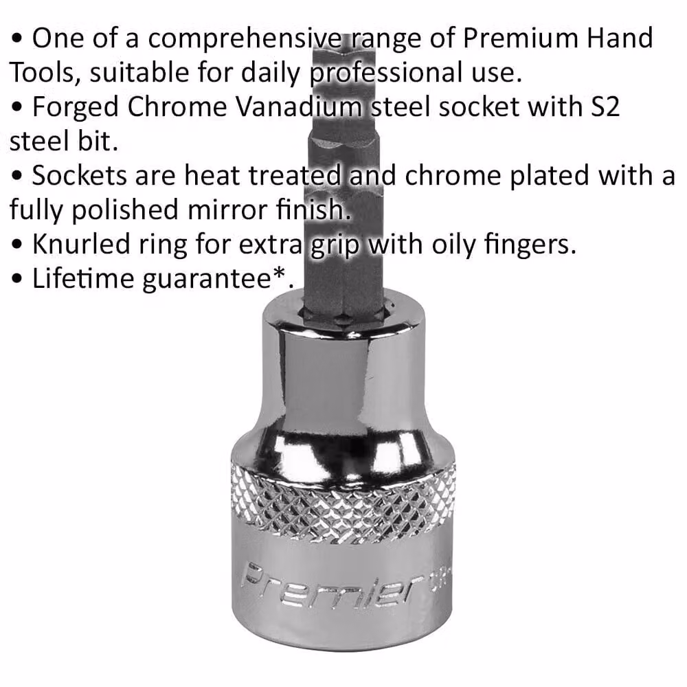 Loops 5mm Forged Hex Socket Bit, 3/8 inch Square Drive, Chrome Vanadium Silver – 2