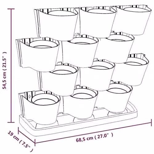 vidaXL 12-Piece Vertical Garden Planter Set in Anthracite Polypropylene with Hanging Baskets – 3