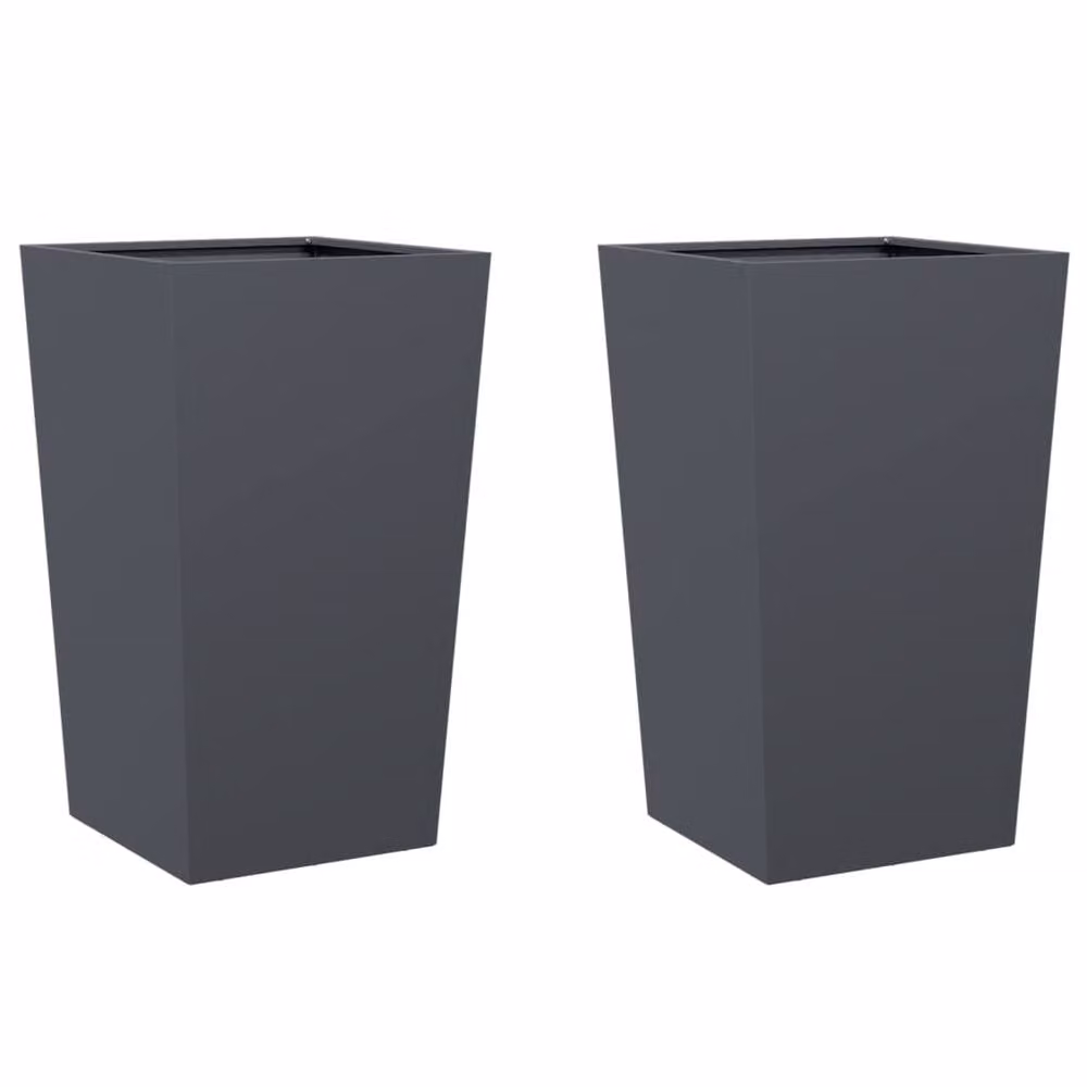Berkfield Home Garden Steel Planter Tubs in Anthracite, 2 Pack, W/D/H: 45 x 45 x 75 cm – 3