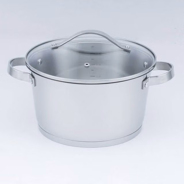 Tower Stainless Steel Casserole with Glass Lid, Silver, 24cm