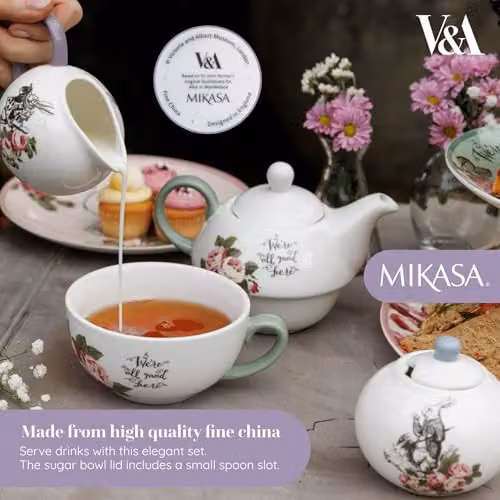 Mikasa Floral Bone China Sugar Bowl and Creamer Set in White and Multicolour – 3