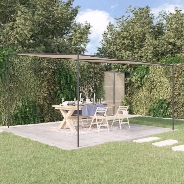 Berkfield Home Beige Gazebo with Steel Frame and Polyester Fabric, 4 x 4 m