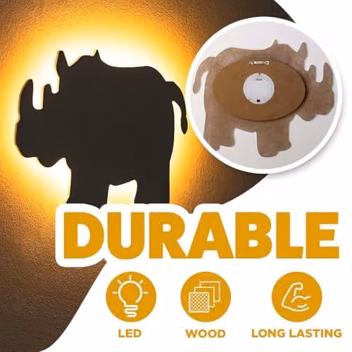 Marco Paul Interiors Rhino Safari Nursery LED Wall Night Light, White – 3